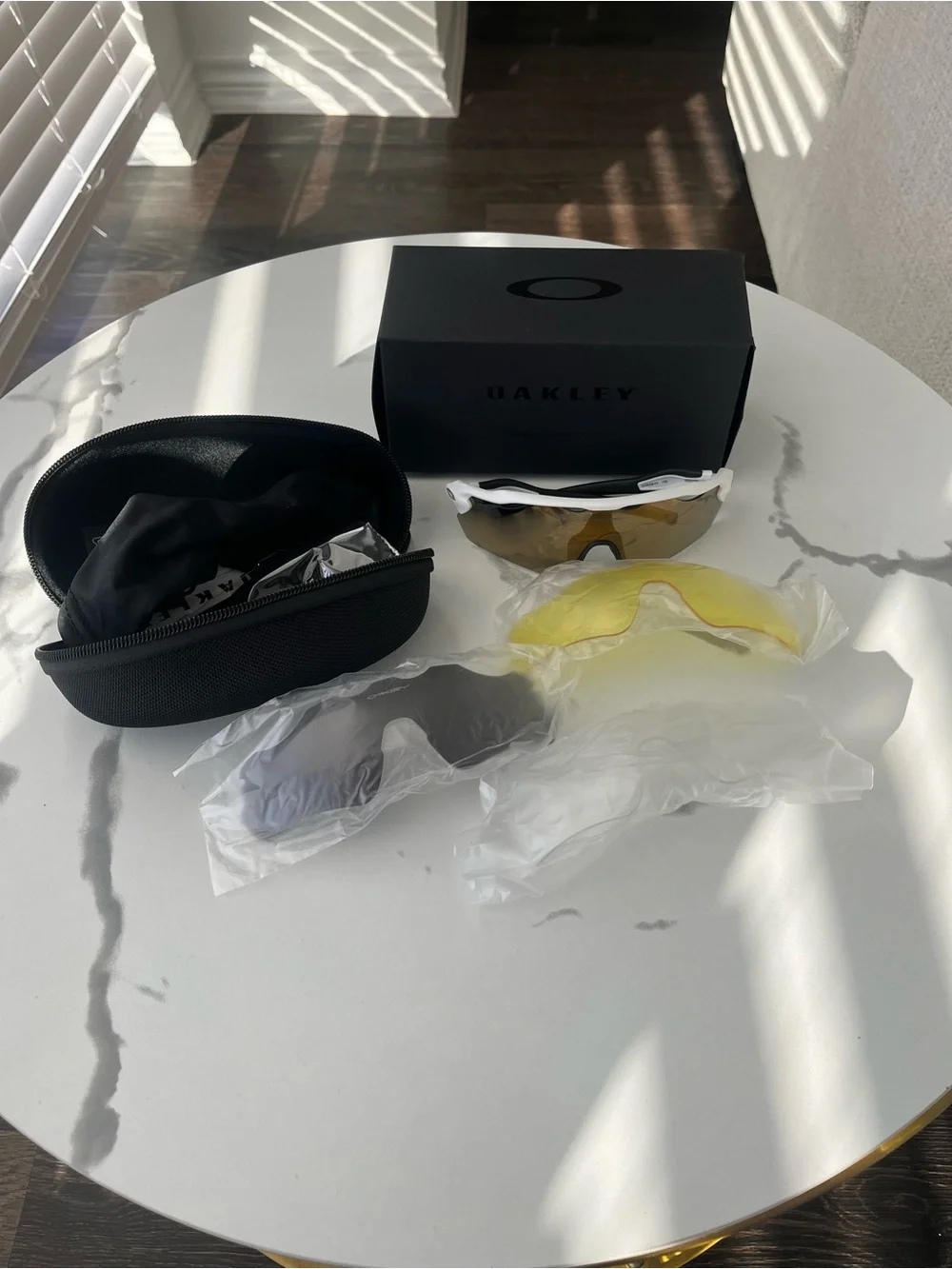 Oakley White Frame Sunglasses with Gold/Bronze Mirrored Lens